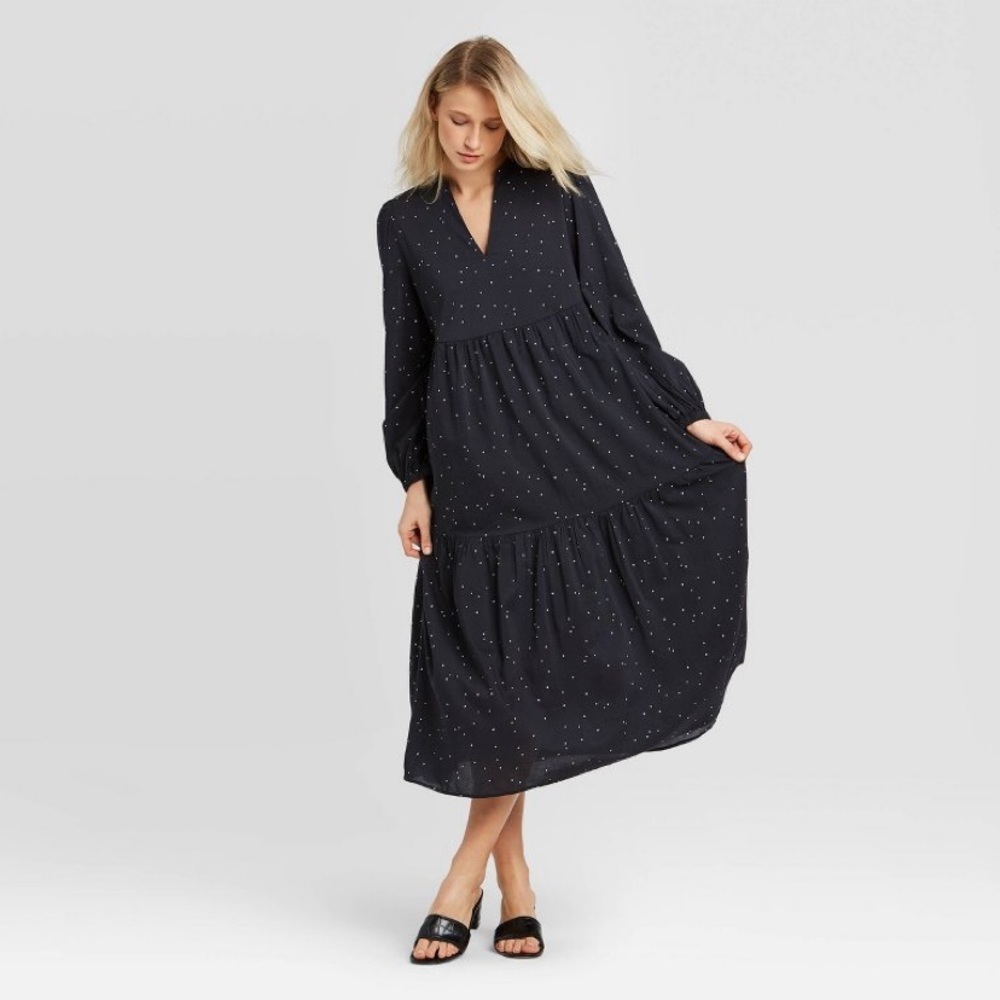 Who What Wear Long Sleeve Tiered Flowy Dress